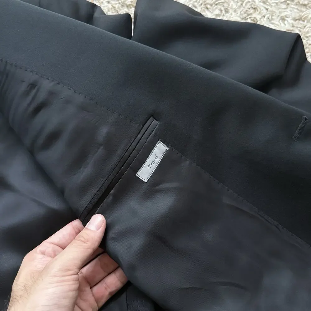 Canali Made In Italy Wool Mohair Travel Suit Black Men’s Size 48L Pants 42x33